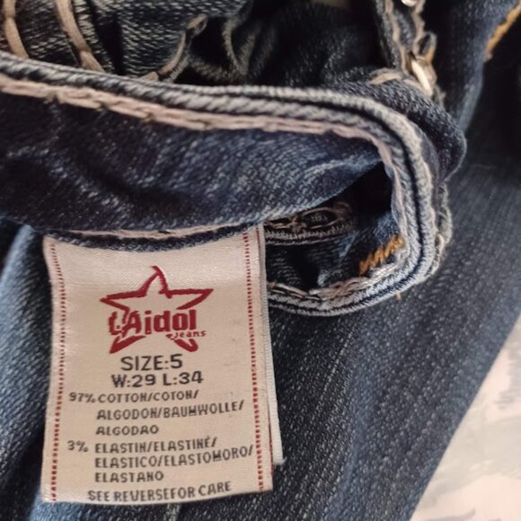 LA Idol USA Women’s Bootcut Jeans Sz 5 W29 L34 Rhinestone Bling Pockets Y2K READ - Picture 8 of 9